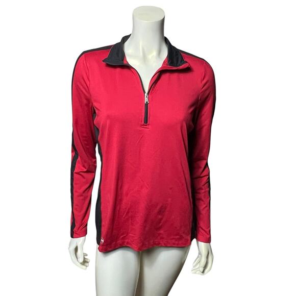 RLX Ralph Lauren Performance Half-Zip Pullover Red Black Athletic Top Size L - Picture 1 of 8